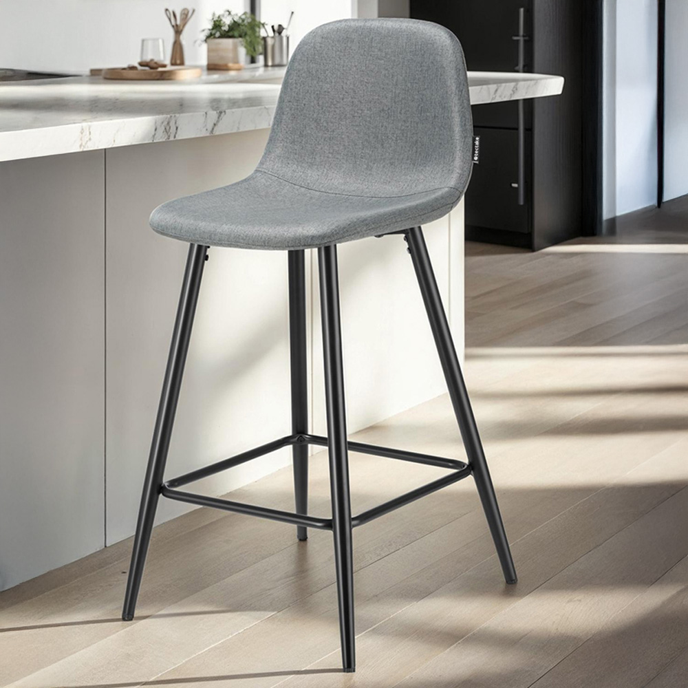 tectake Willow Woven Cover Bar Stool with Backrest Set of 2 Image 1