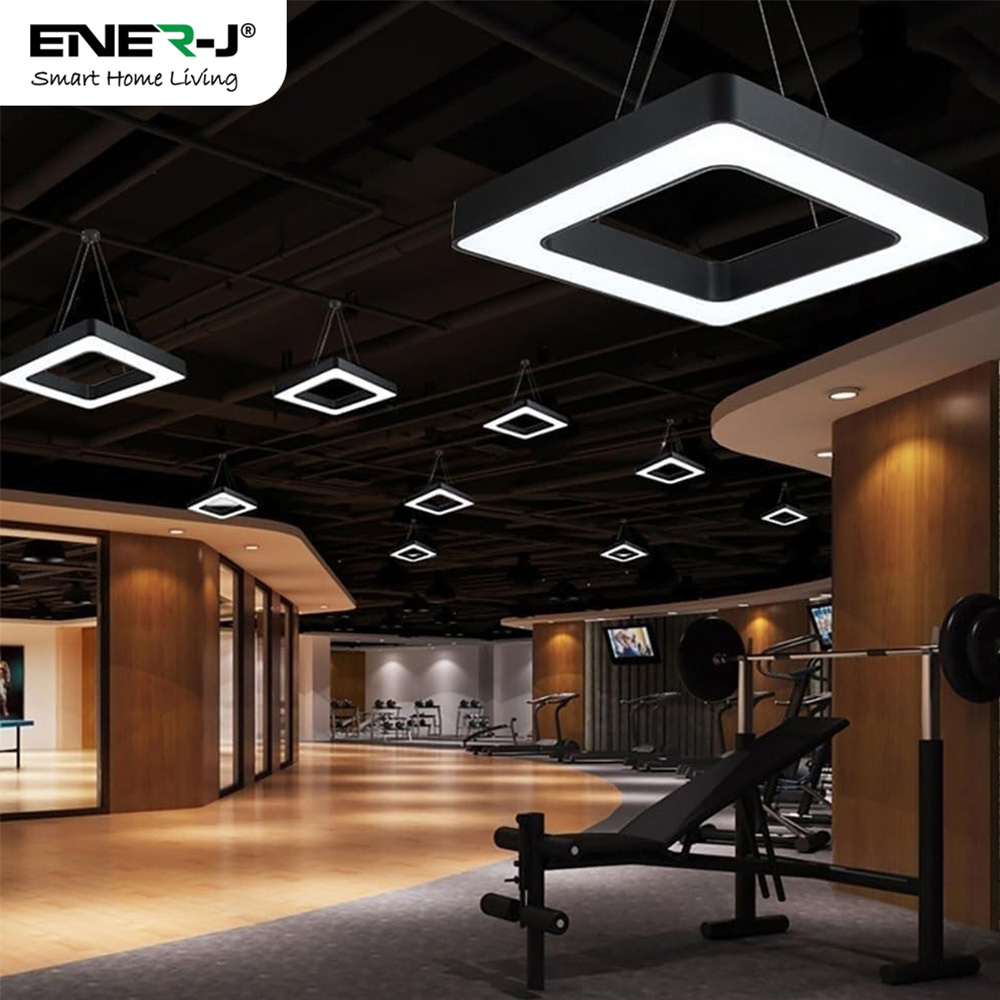ENER-J Cool White LED 40W 6500K Hollow Square Minimalist Pendant Light Image 5
