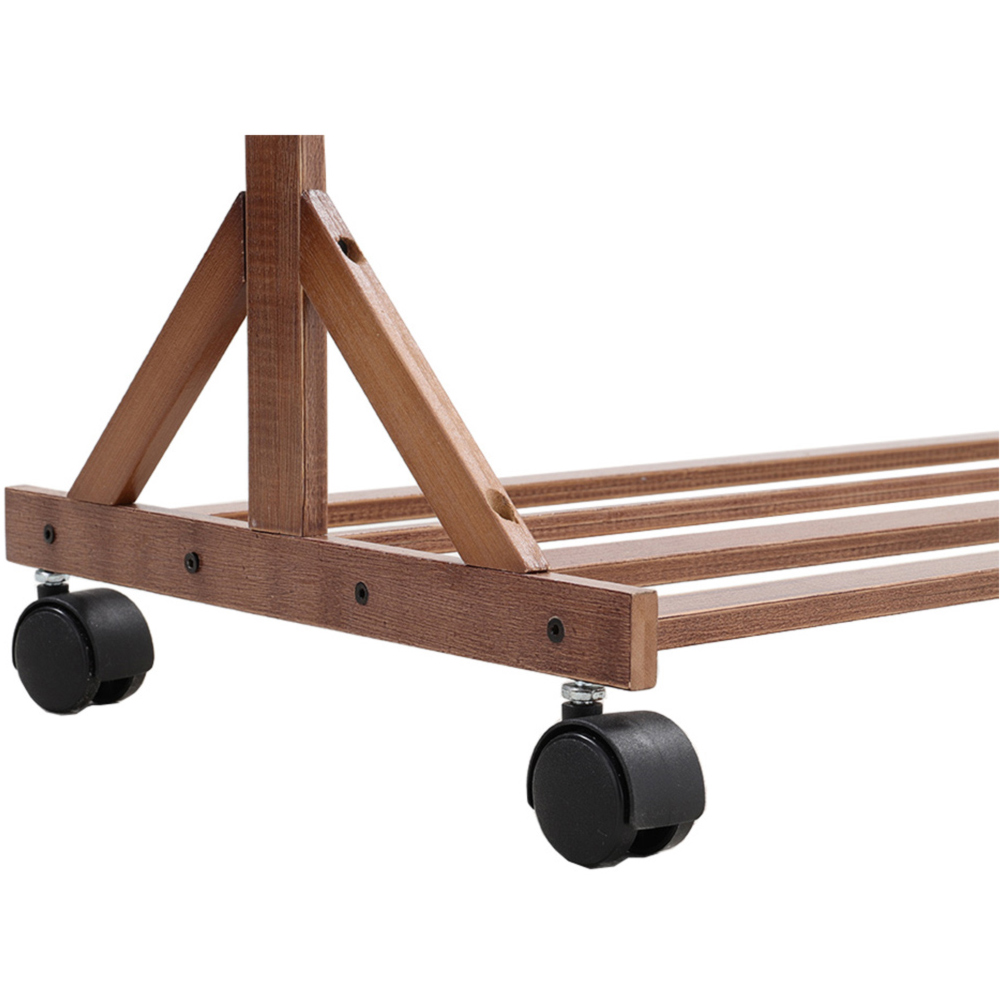 Living and Home Brown Bamboo Freestanding Clothing Rack With Storage Shelf Image 4