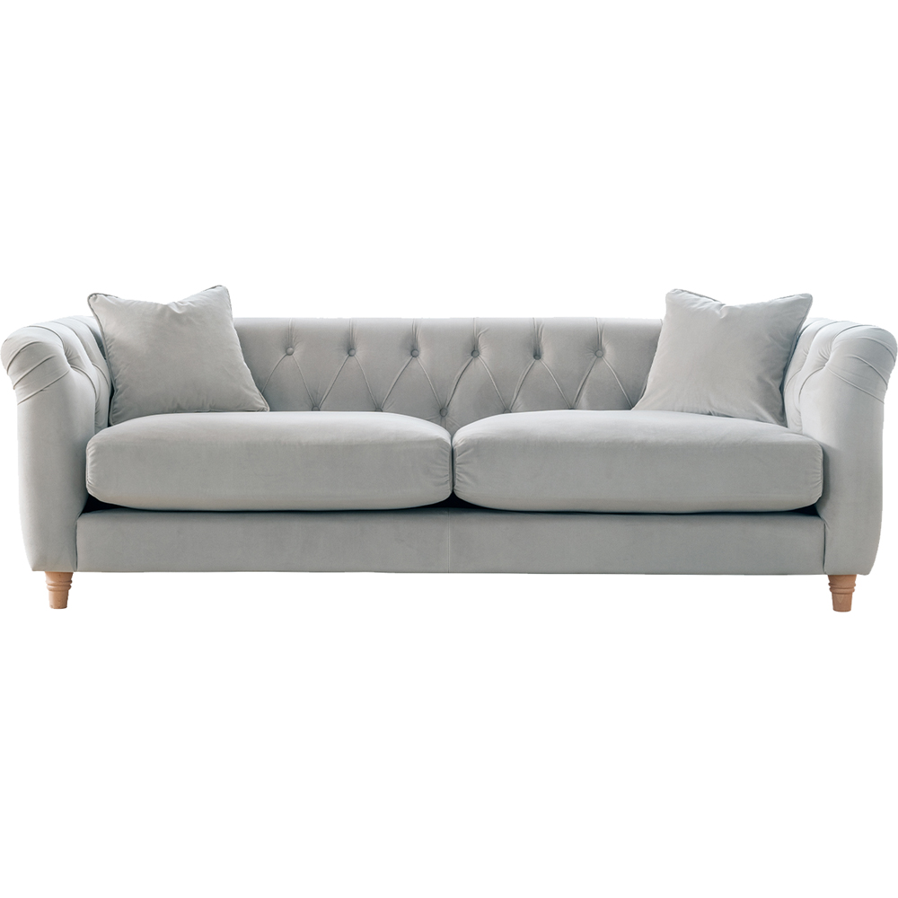Elsie Chesterfield 3 Seater Chalk Plush Velvet Sofa Image 2