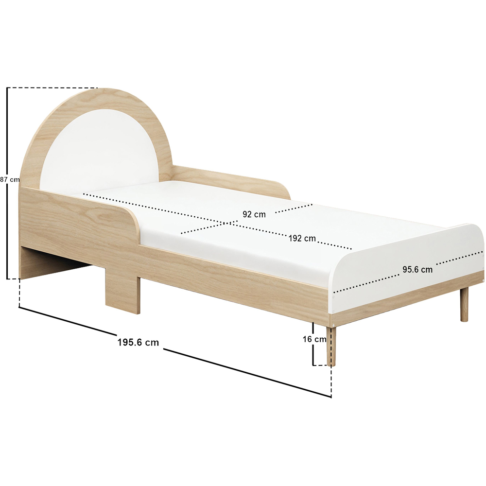Flair Noah Single Oak and White Bed with Curved Headboard Image 7
