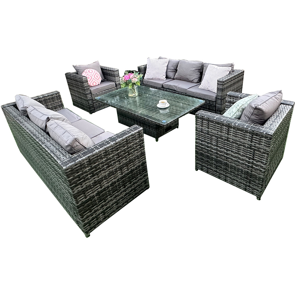Florence 8 Seater Grey Rattan Rising Table Garden Corner Lounge Set Image 2