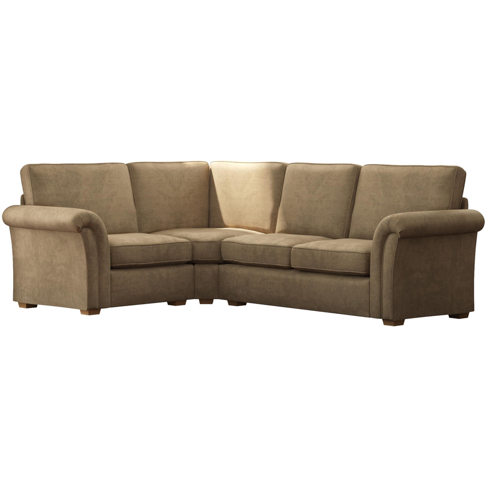 Castleacre 3 Seater Mink Plush Velvet Right Hand Fixed Back Corner Sofa Image 2