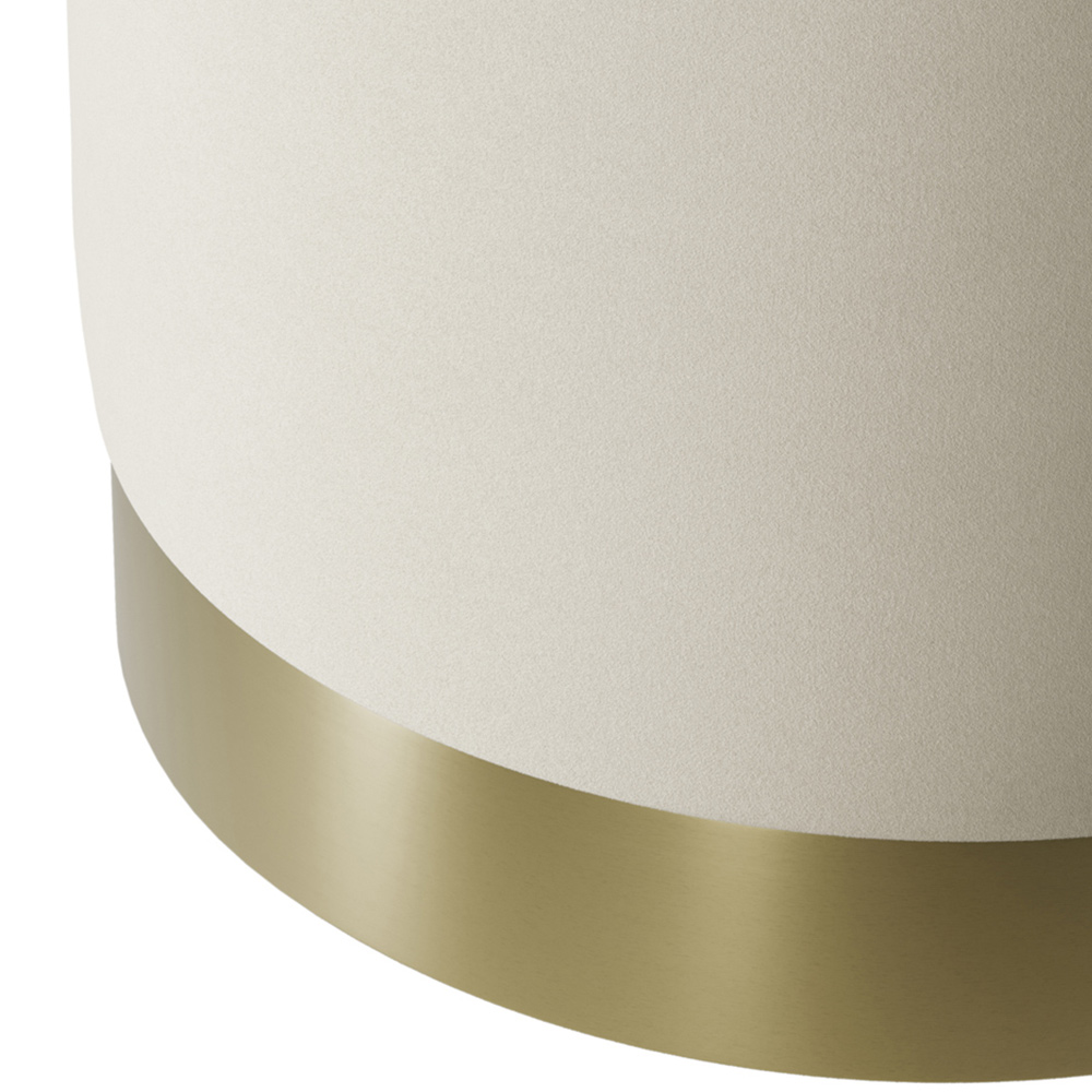 Lara Cream Velvet and Brushed Gold Small Pouffe Image 3