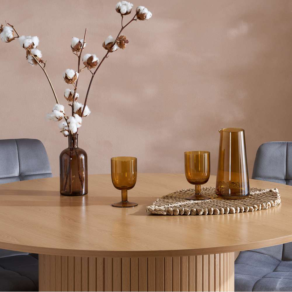 Birlea Axel 4 Seater Round Fluted Dining Set Brown Image 5