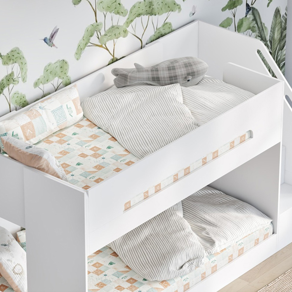 Flair Deimo Single White Low Bunk Bed with Staircase Image 2