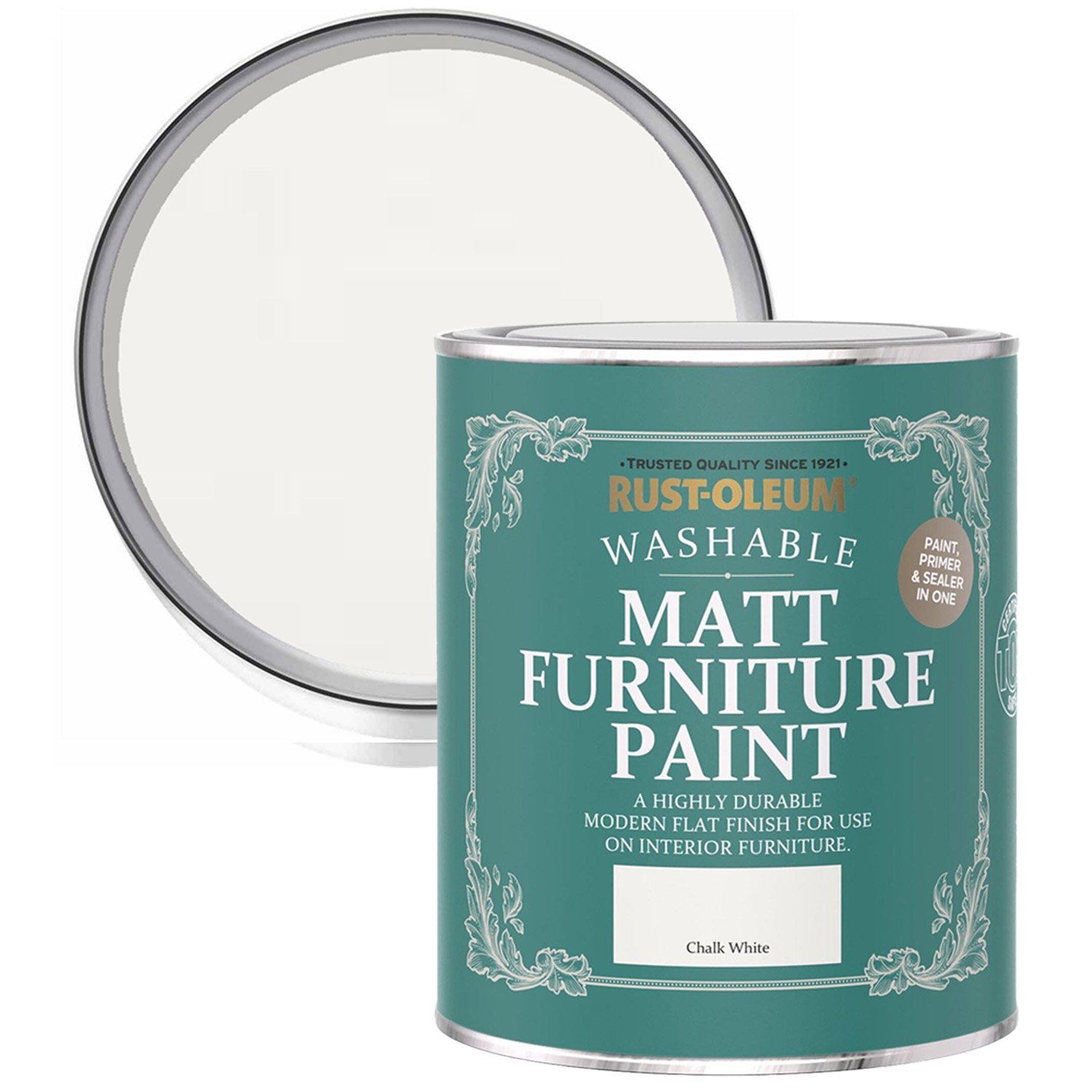 Rust-Oleum Chalk White Matt Furniture Paint 750ml Image 1