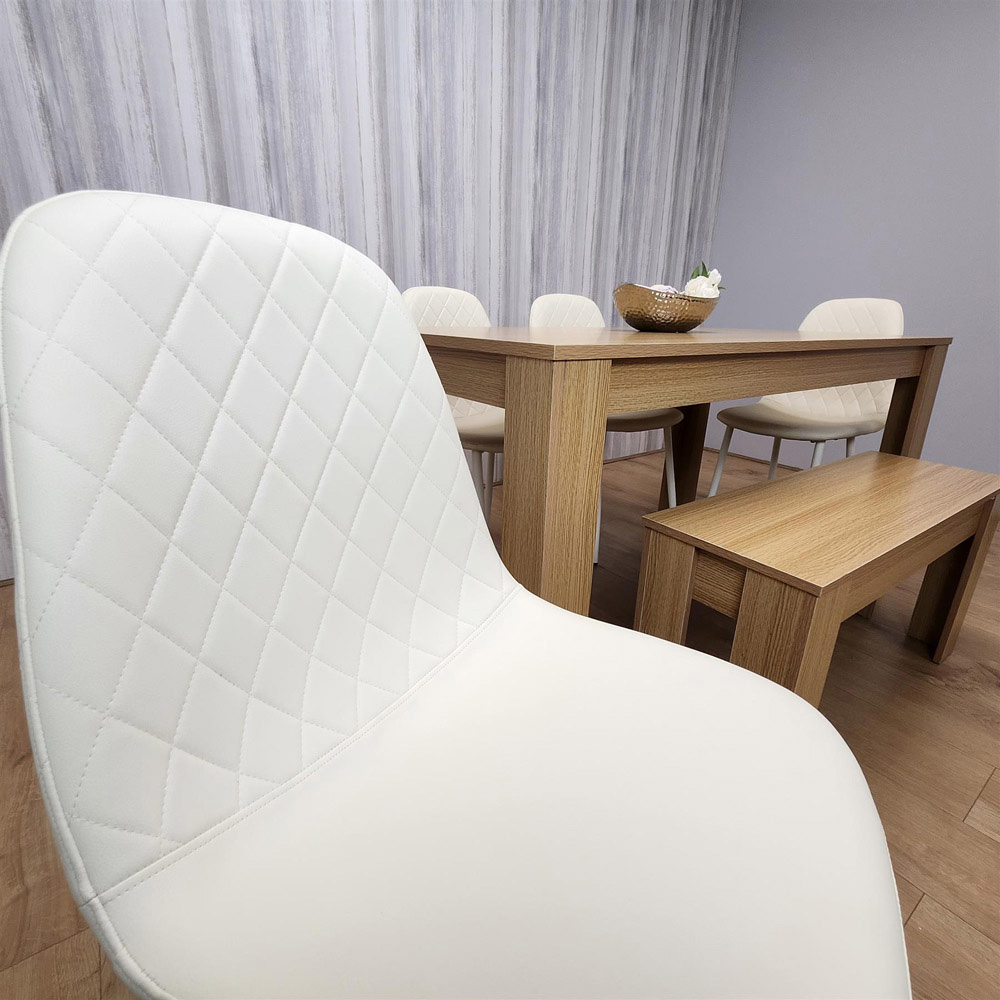 Portland 6 Seater Dining Set Oak Effect and Cream Image 6