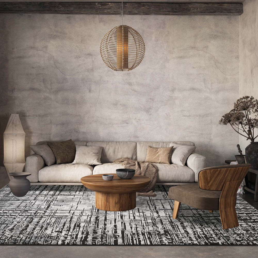 Desire Rugs Belgravia Metallic Sheen Nexus Design Grey Rug 120 x 170cm Image 2