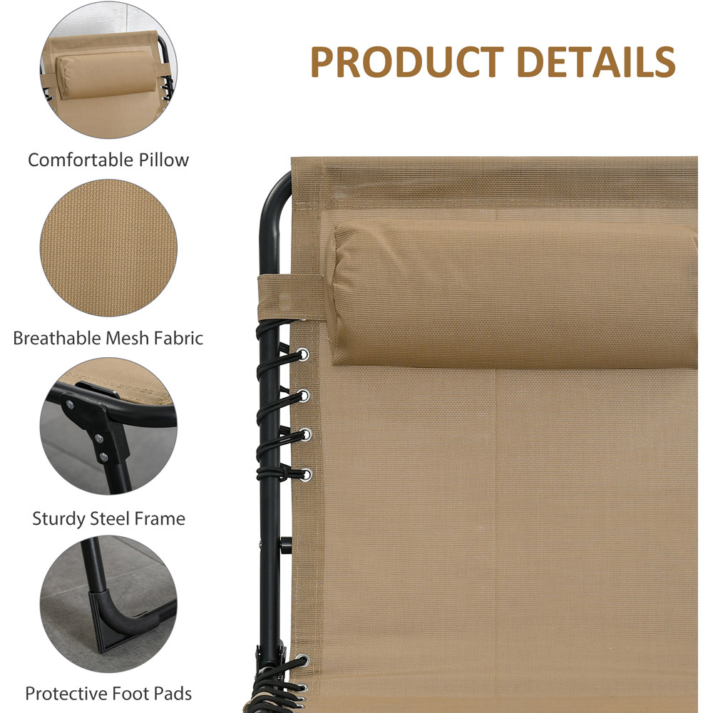 Outsunny Beige Portable Recliner Sun Lounger Image 5