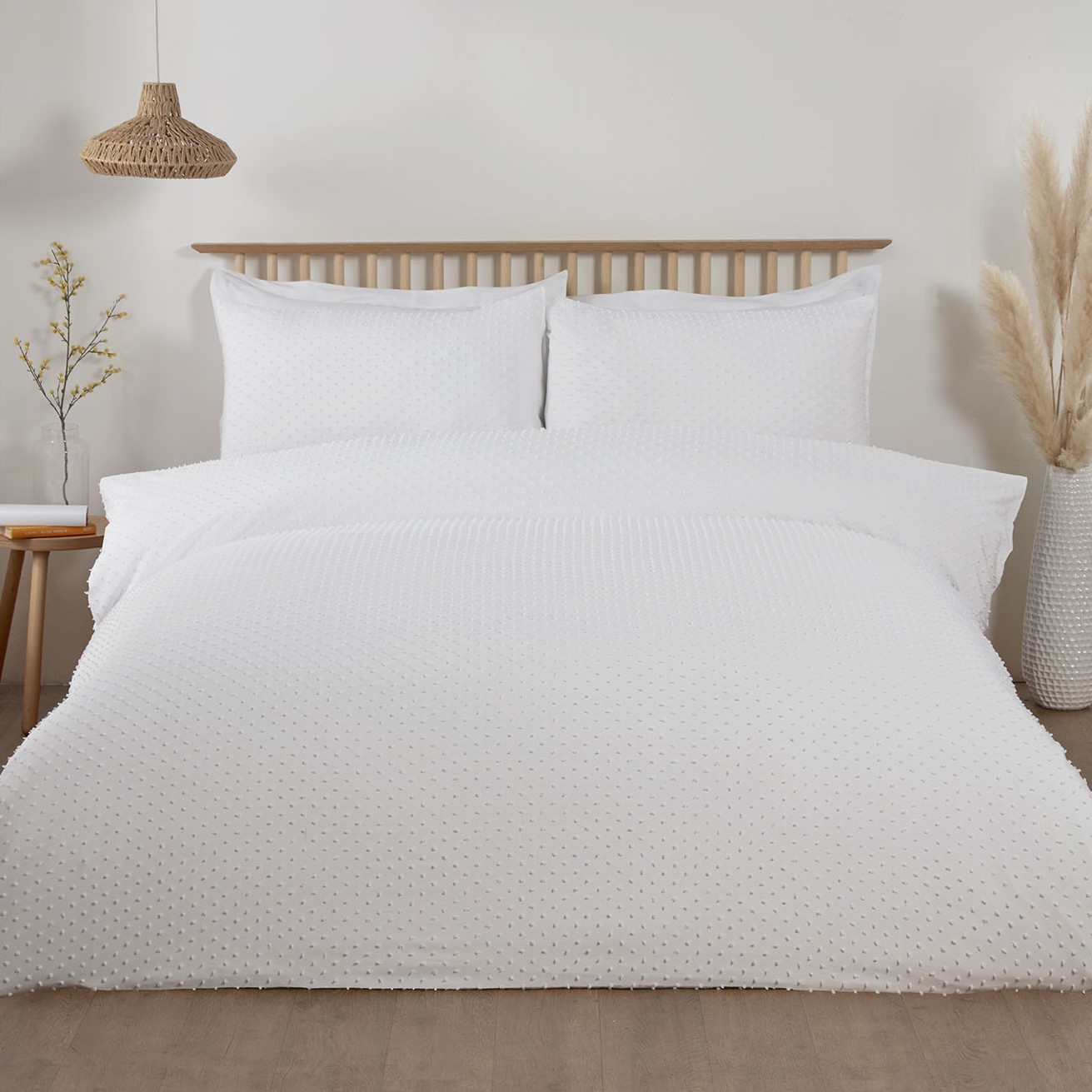 Sienna Tufted Dot Duvet Set - White Image 1