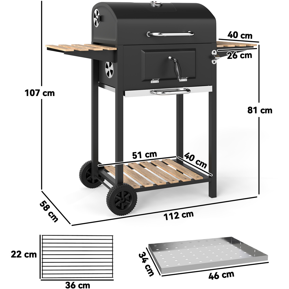 Outsunny Charcoal Barbecue Grill with Warming Rack 3 Shelf Image 9