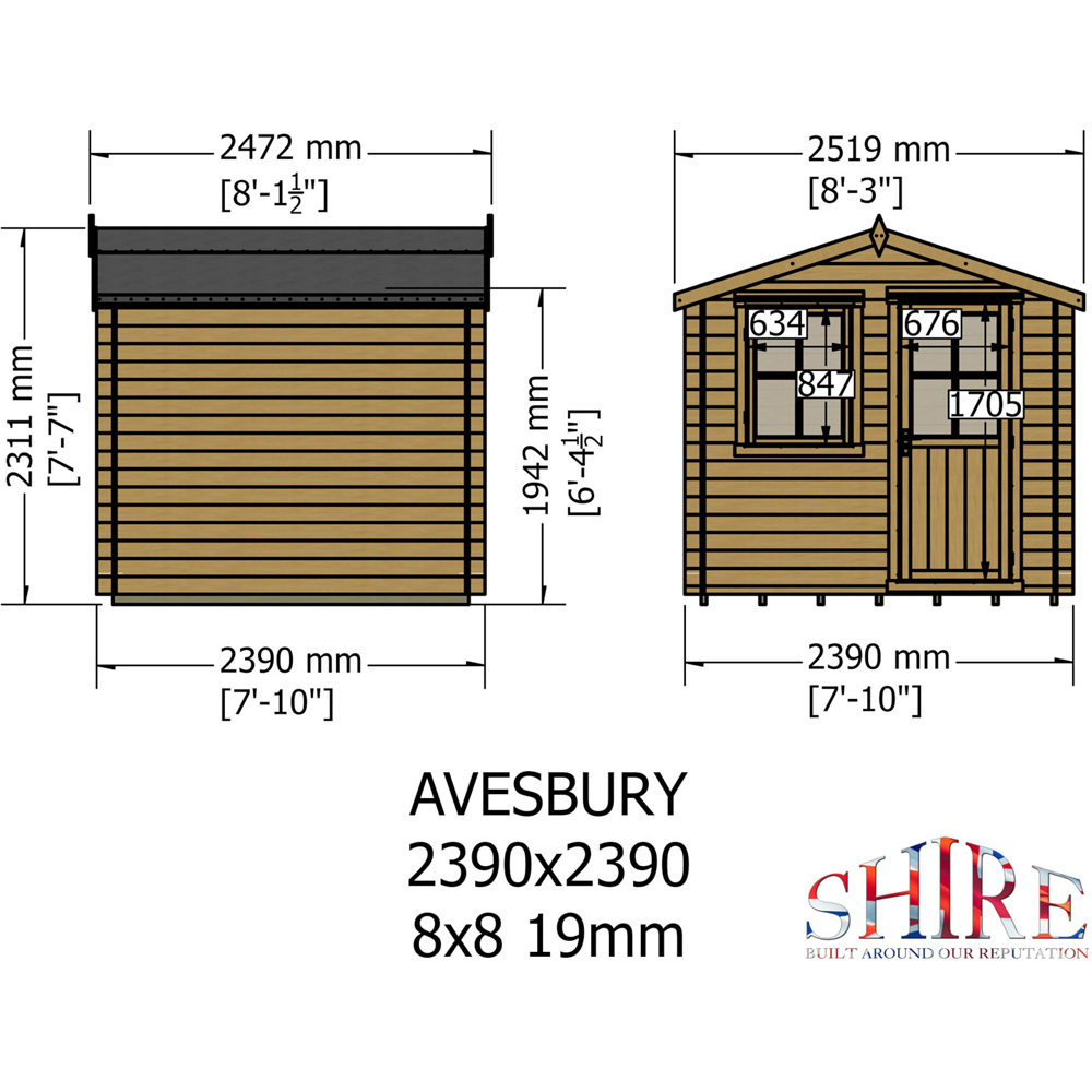 Shire Avesbury 8 x 8ft Wooden Log Cabin Image 7