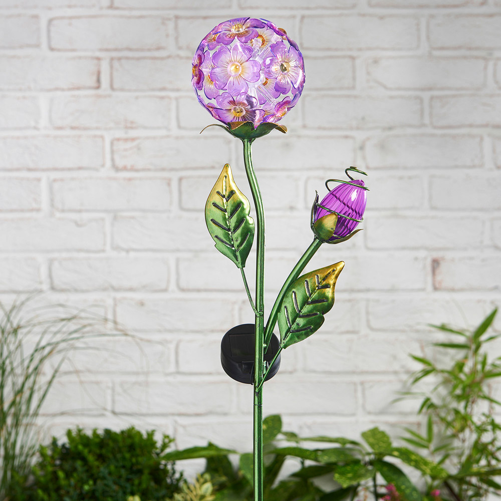 Single Floral Ball Solar Stake Light in Assorted styles Image 3