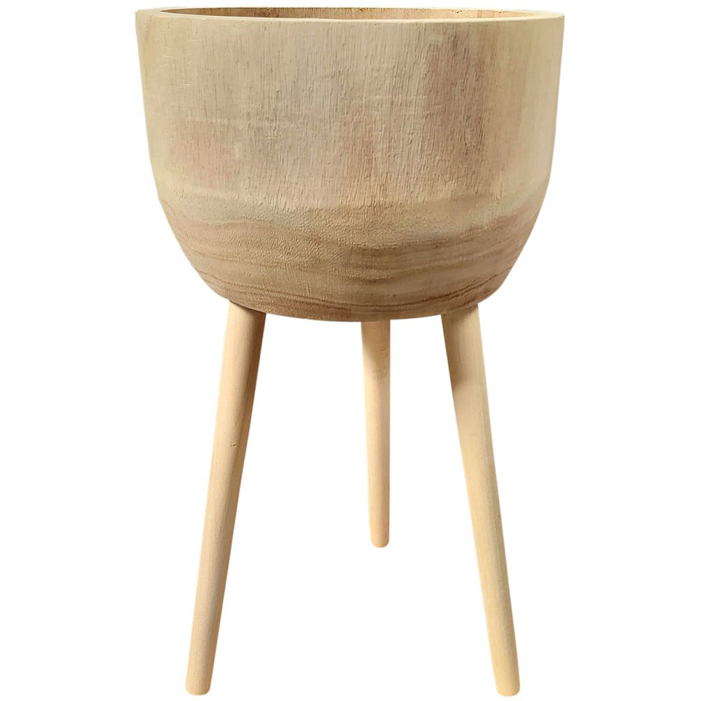 Lechuza Hortico Gaia Brown Wooden Planter with Legs H55cm Image 1