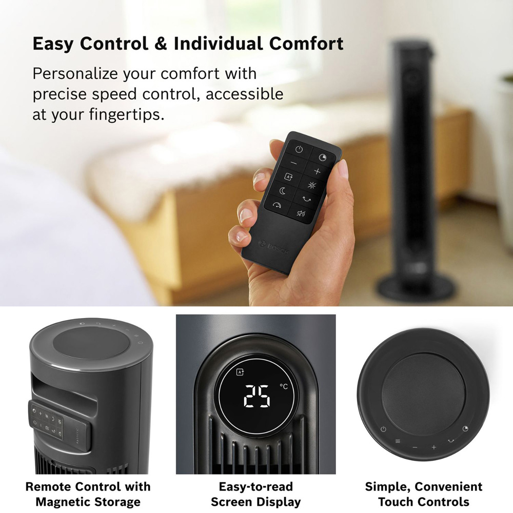 Bosch 4000 Black Oscillating Tower Fan with Remote Control Image 5