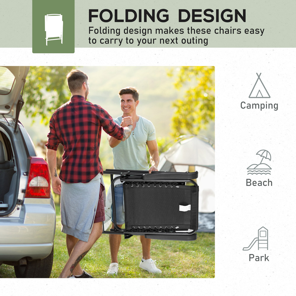 Outsunny Set of 2 Black Outdoor Foldable Chairs Image 5