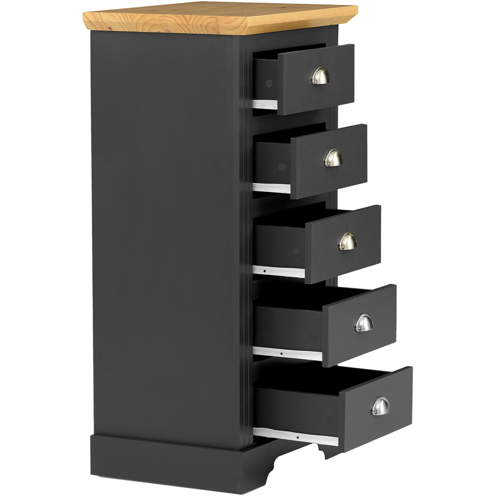 Seconique Toledo 5 Drawer Grey and Oak Effect Narrow Chest of Drawers Image 3