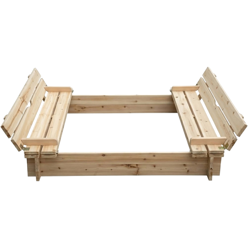 Charles Bentley Wooden Sandpit with Fold Down Benches Image 5