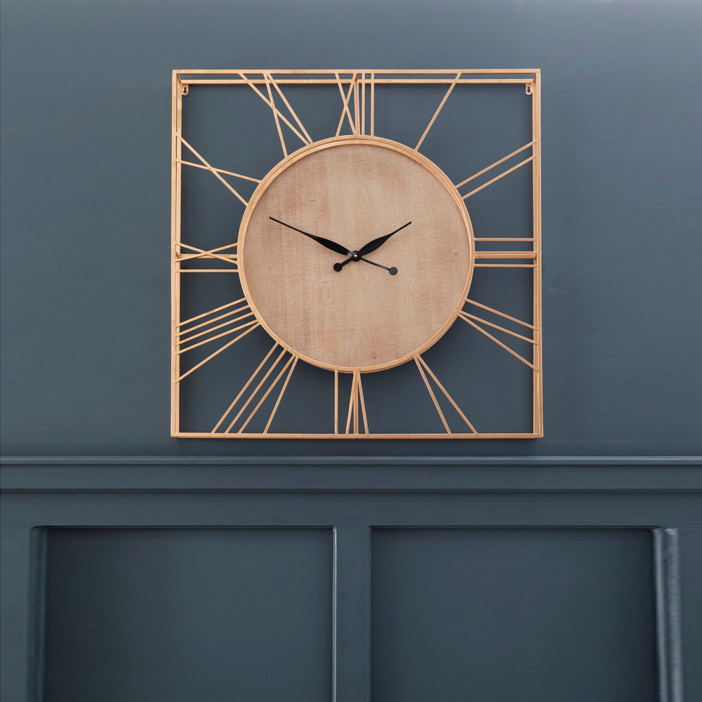 Premier Housewares Yaxi Gold Square Wall Clock 91cm Image 2