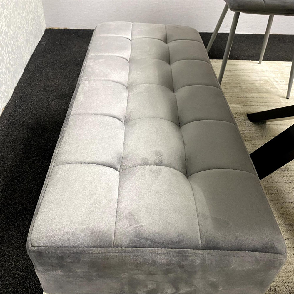 Kosy Koala 6 Seater Velvet Wooden Rectangle Dining Set with Bench Grey Image 4