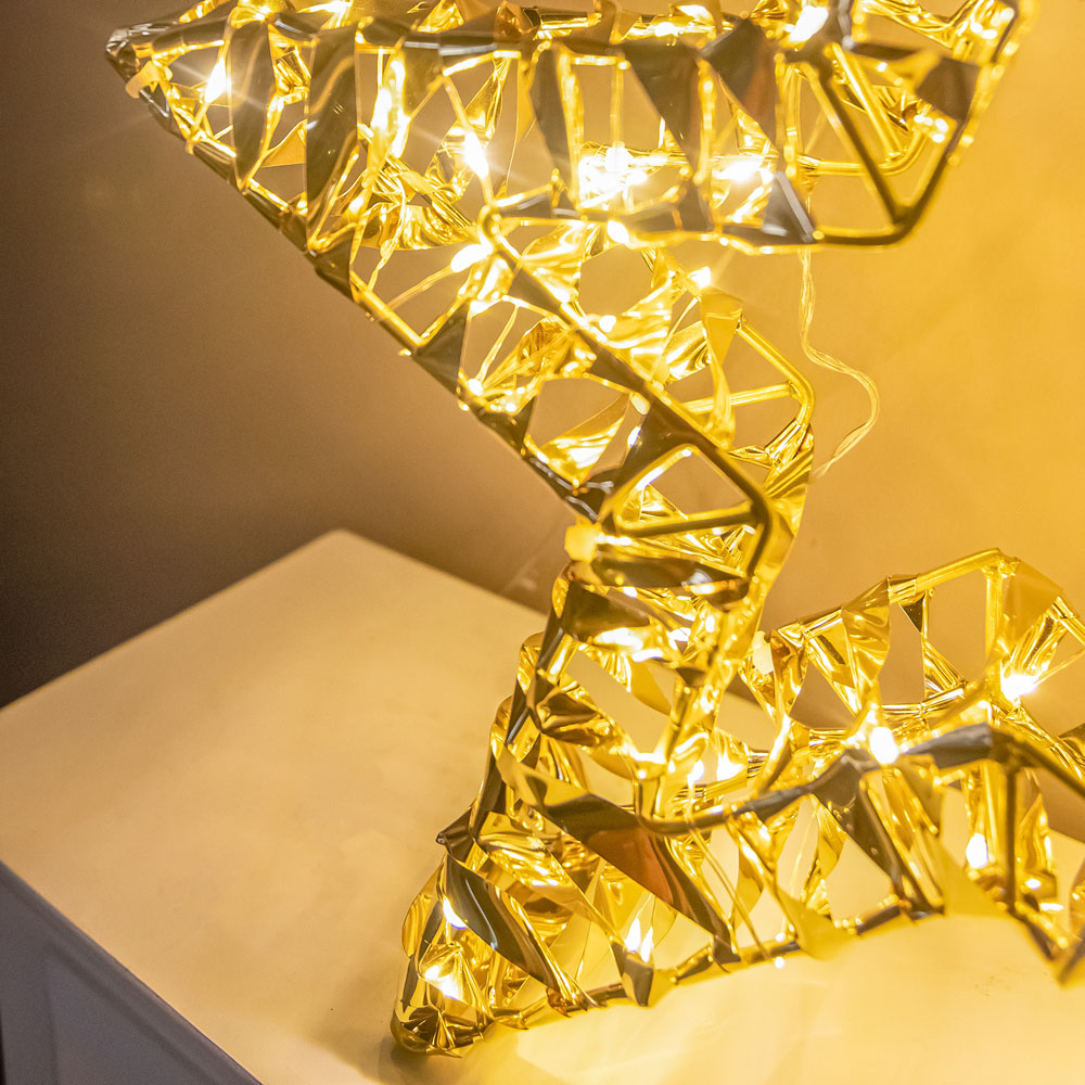 The Christmas Centre 100 Warm White LED Pre-Lit Gold Laser Light-Up Star 35cm Image 3