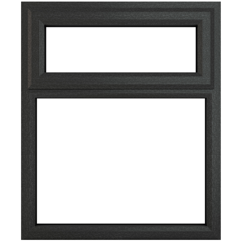 Crystal uPVC Triple Glazed Window Top Hung Over Fixed Light Grey White Clear Glass 905x1040mm Image 1