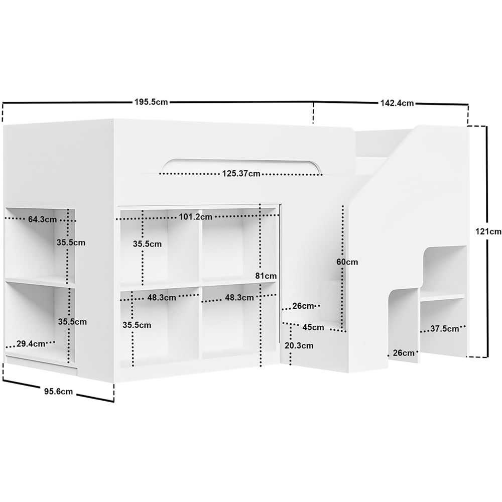 Flair Quinn Single White Staircase Mid Sleeper Storage Bed Image 9