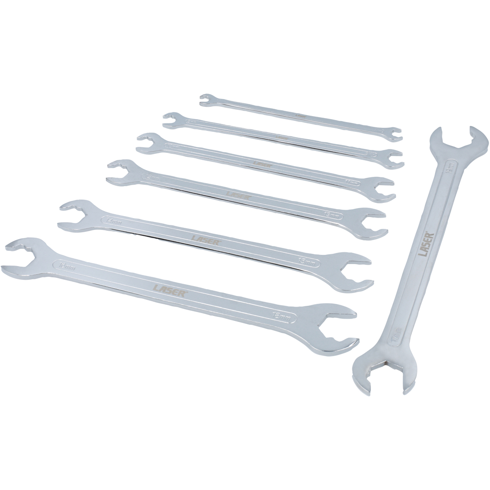Laser 7 Piece 7-19mm Ultra Thin Open Ended Ratcheting Action Spanner Set Image 3
