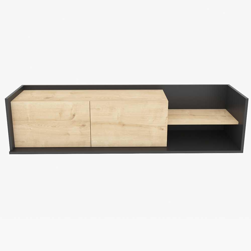 Decorotika Krog 2 Door 2 Shelf Anthracite and Sapphire Oak TV Unit Image 2