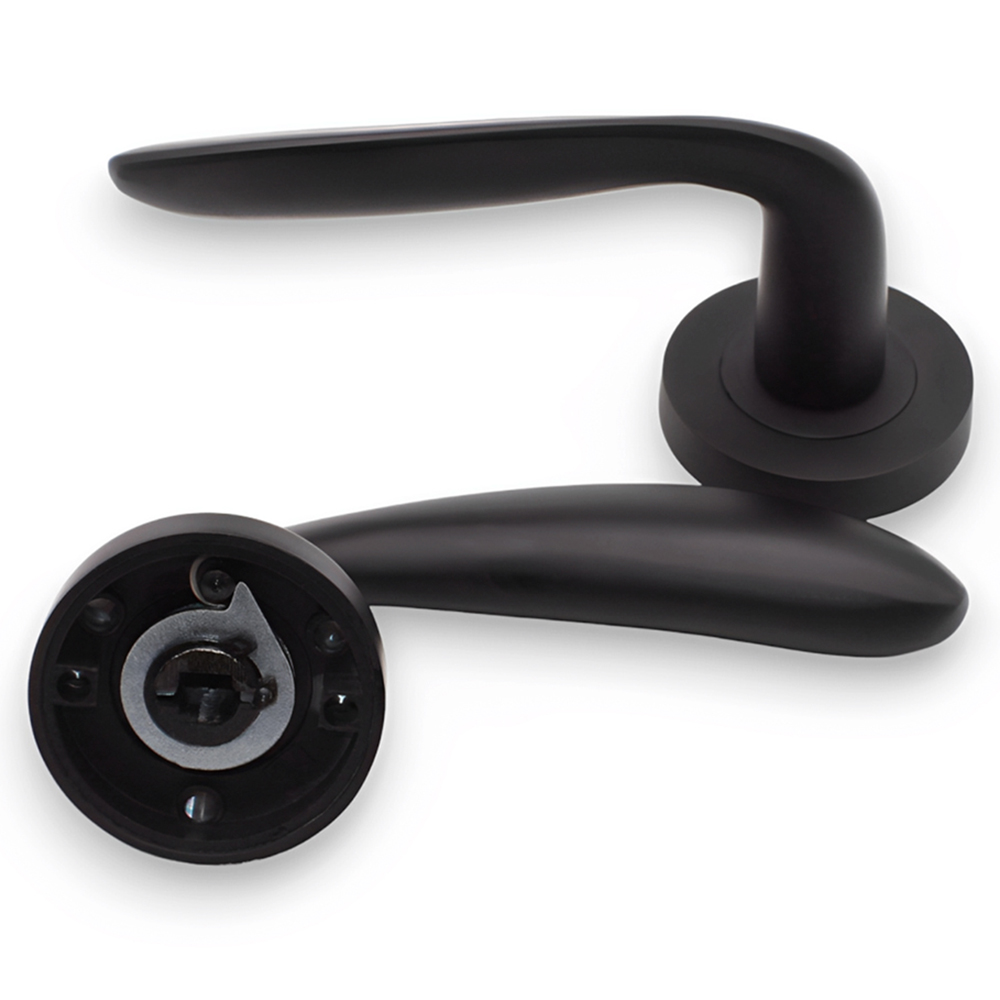 Spira Brass Mars Matt Black Lever Door Handle 2 Pack Image 3