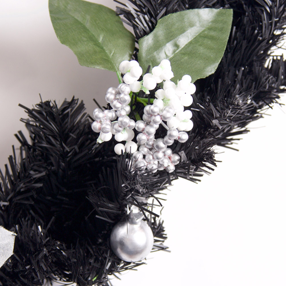 Best Artificial Black and Silver Christmas Garland 180cm Image 4