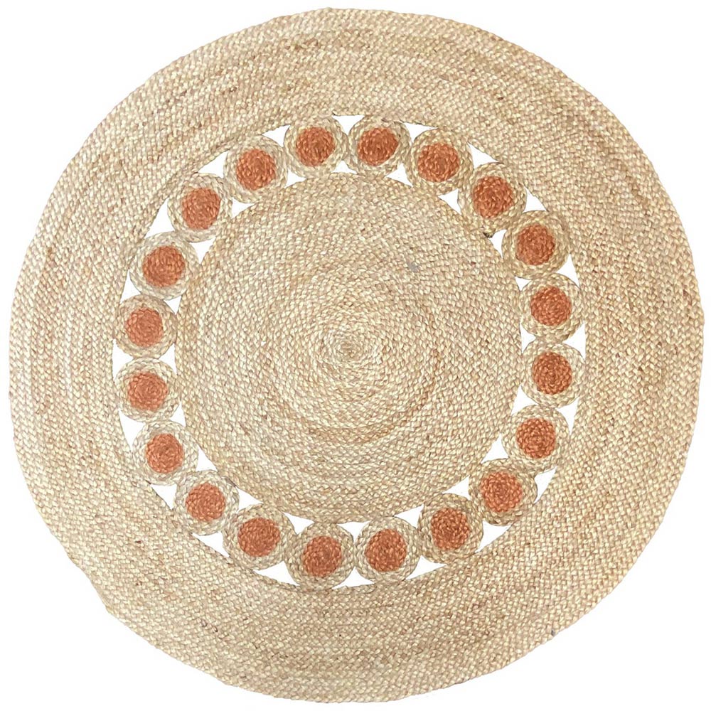 Esselle Home Prestwich Orange Braided Round Rug 140cm Image 1