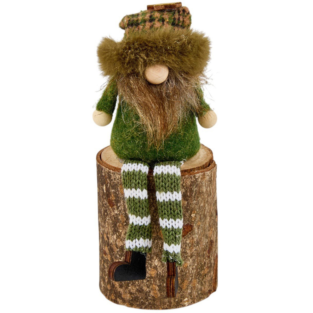 Woodland Gonk On Log Decoration Brown Image 5