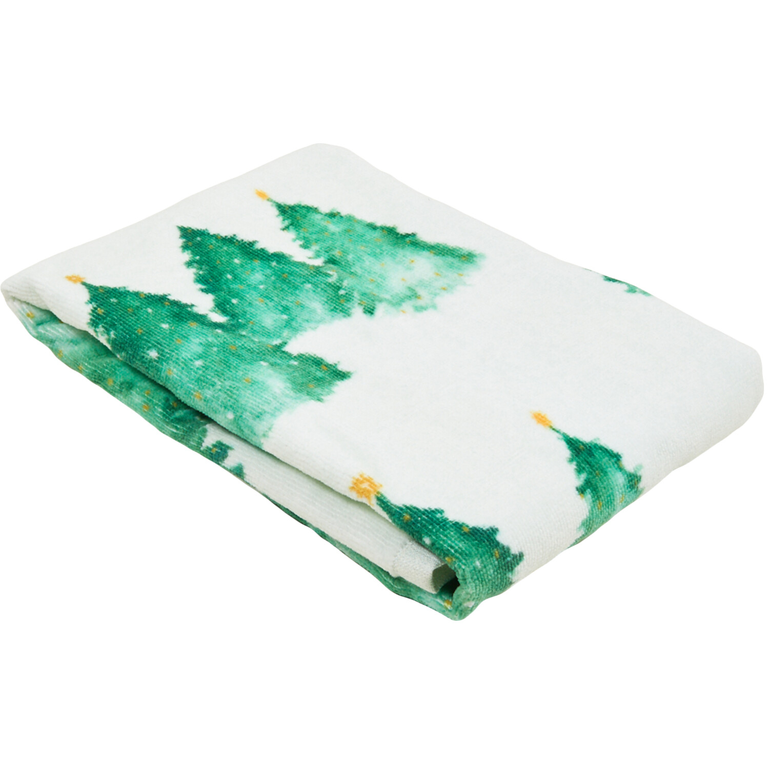 Festive Forest Hand Towel - White and Green Image 3
