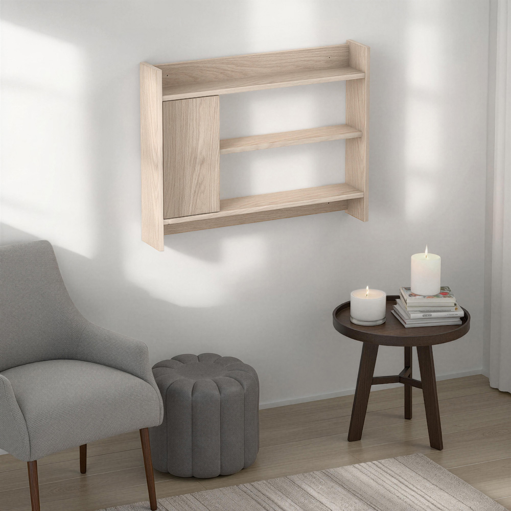 Decortie Fleet Sonoma Oak 3 Shelf Wall Unit with Cupboard Image 4