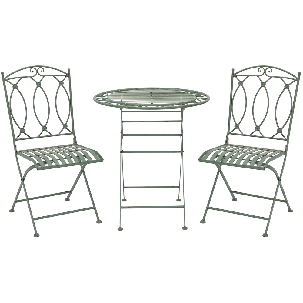 Charles Bentley Wrought Iron 2 Seater Bistro Set Sage Green Image 2