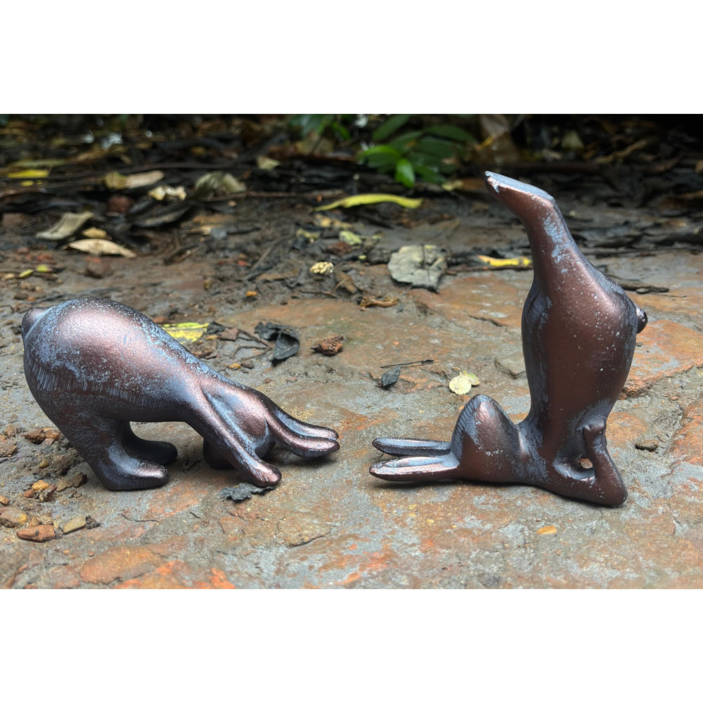 Inspirational Gifting 2 Piece Yoga Bunnies Polystone Resin Garden Ornament Set Image 5