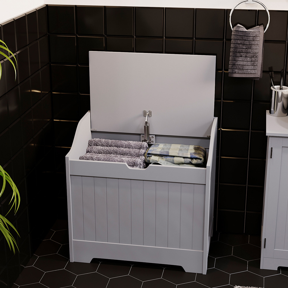 Bath Vida Priano Grey Wooden Bathroom Laundry Cabinet Image 4