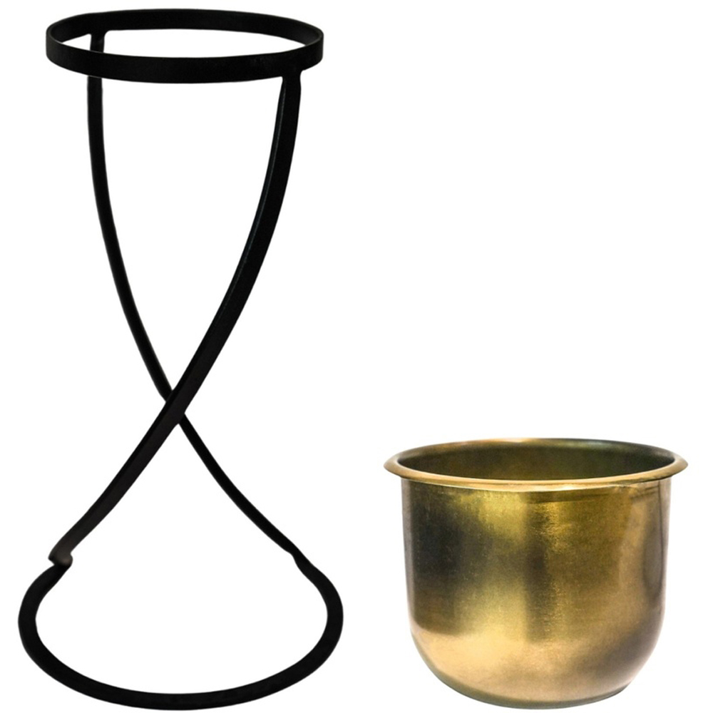 Ivyline Kensington Brass Metal Indoor Round Planter with Stand 14cm Image 2
