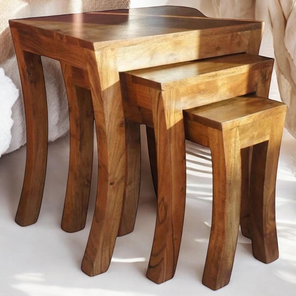 Acacia Home Brown Nest of Tables 50cm Set of 3 Image 1