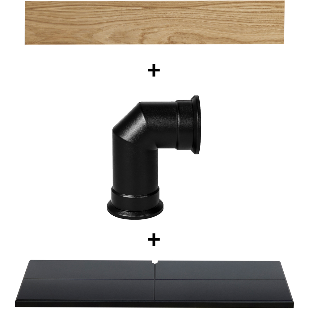 Adam Oak Beam Hearth and Stove Pipe with Bergen Electric Stove Image 3