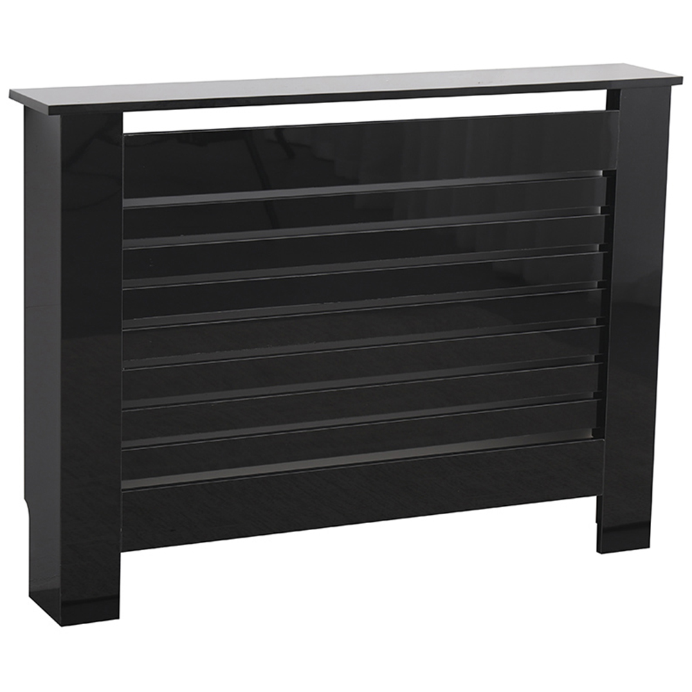 Portland Horizontal Slat High Gloss Black Radiator Cover Medium Image 1