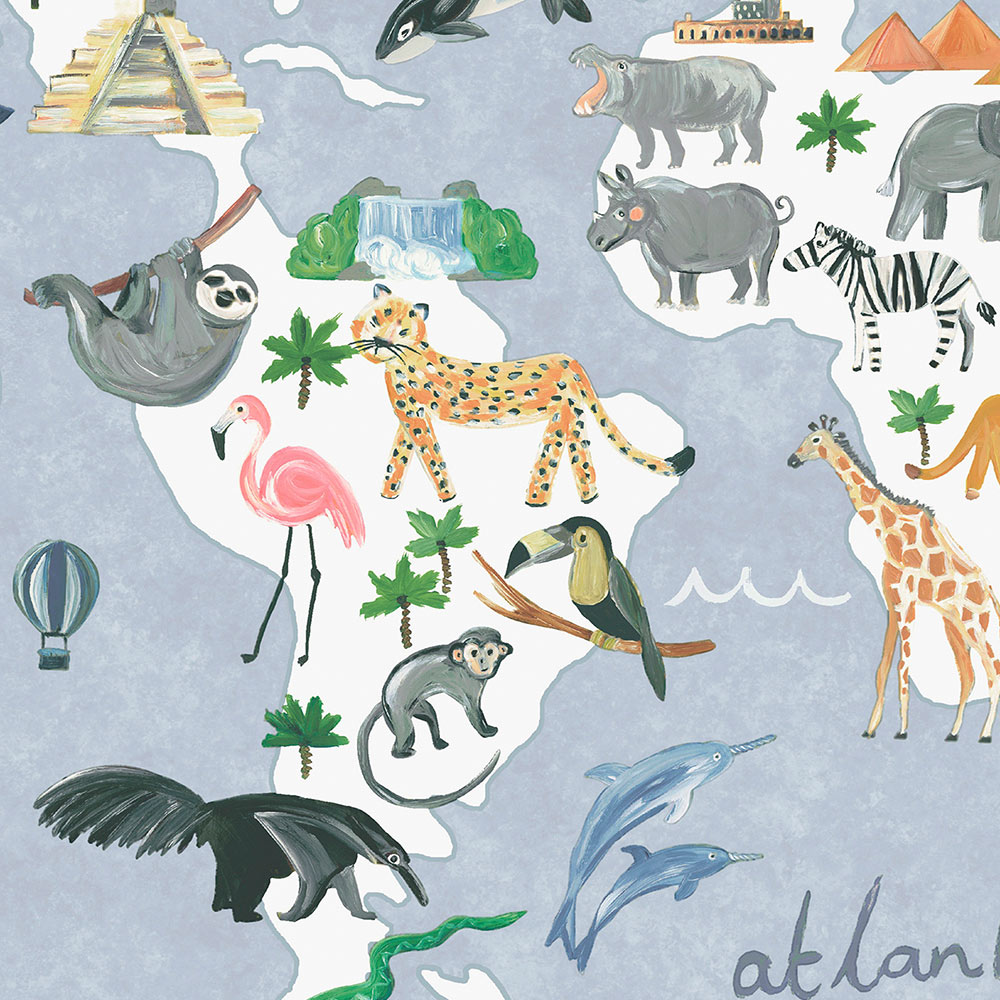 Holden Decor Animal Maps Blue Wallpaper Image 4
