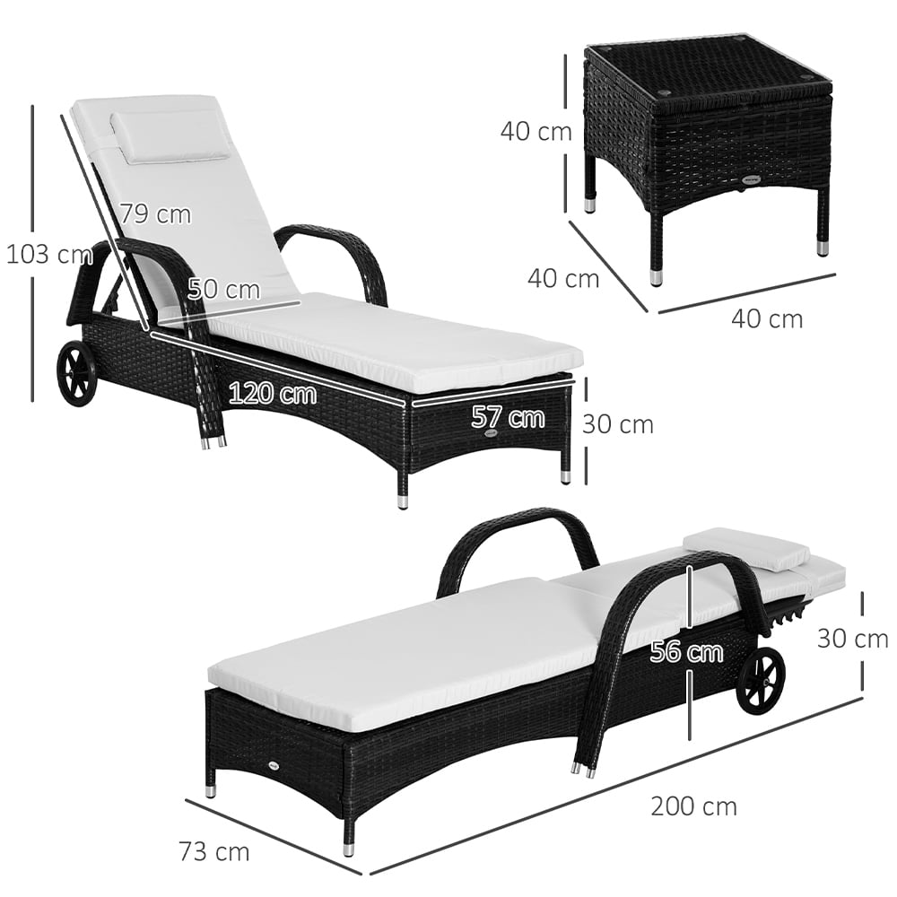 Outsunny Rattan Hammock Table Set Black Image 5