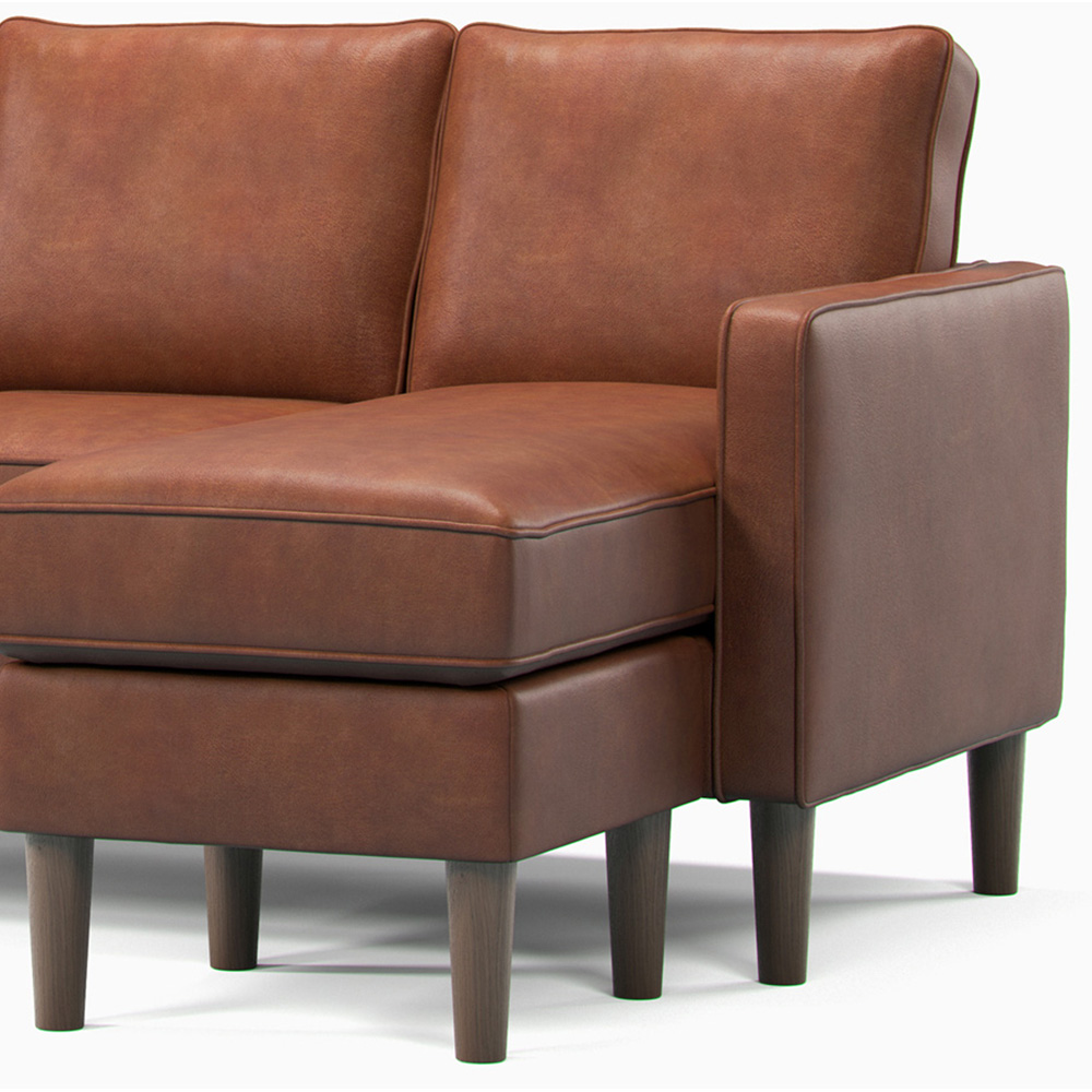 Bexhill 3 Seater Tan Faux Leather Reversible L Shaped Corner Sofa Image 4