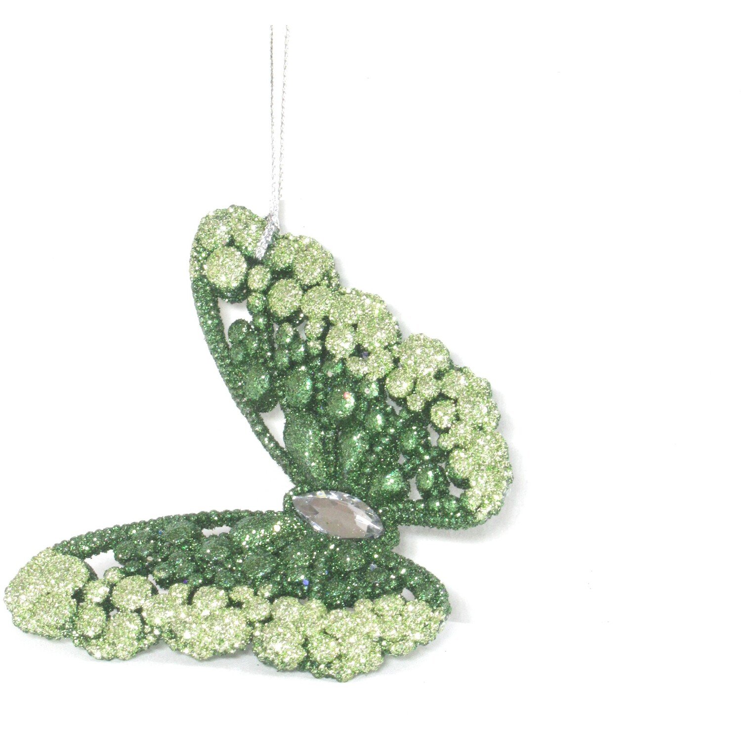 Two Tone Glitter Butterfly Hanging Decoration Green Image 3