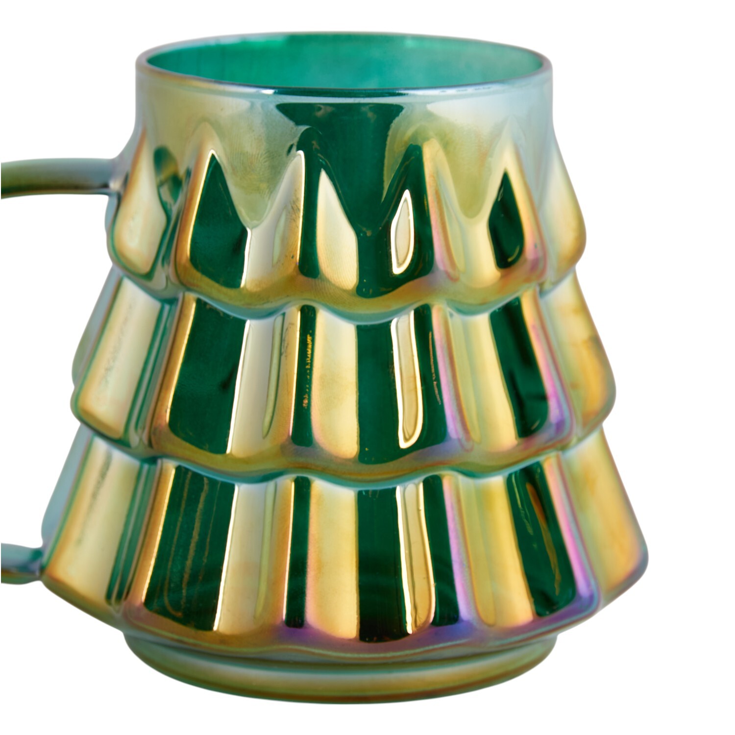 Xmas Iridescent Tree Glass Mug Green Image 2