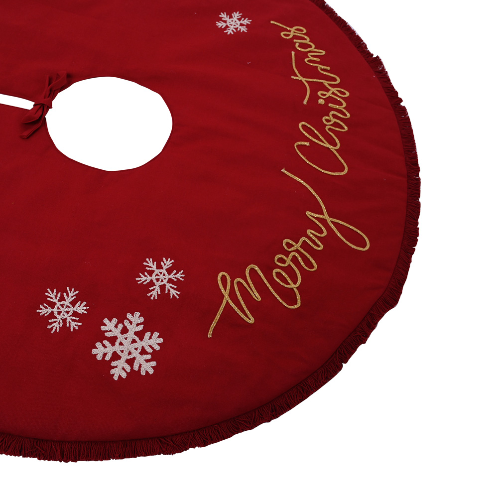 The Christmas Gift Co Red Hand Embellished Merry Christmas Tree Skirt Image 2