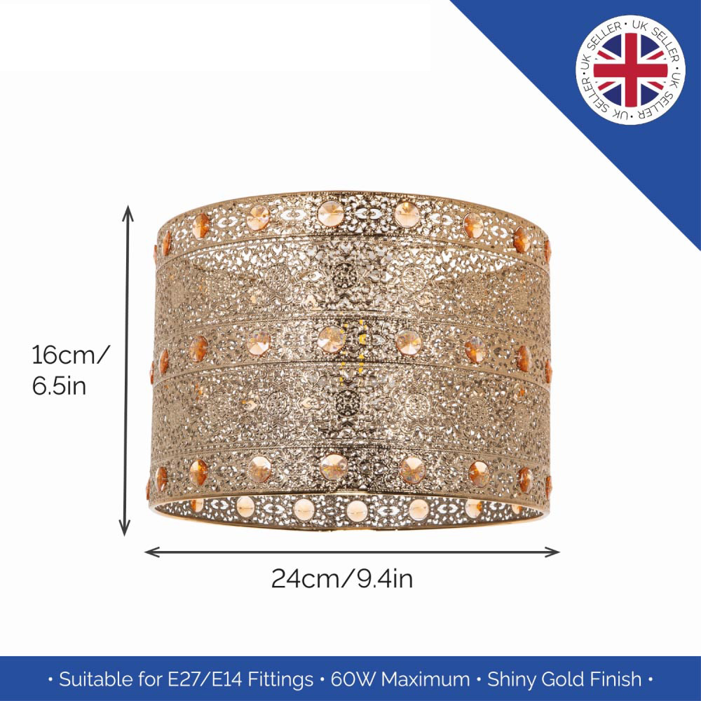 Happy Homewares Moroccan Style Chandelier Polished Gold Acrylic Gem Pendant Shade Image 7